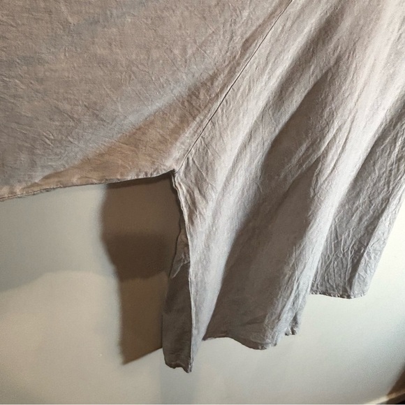 JUMPSUIT Sz M (estimated) Asymmetrical Made in Italy Light Grey Linen Bow Straps - Picture 3 of 7